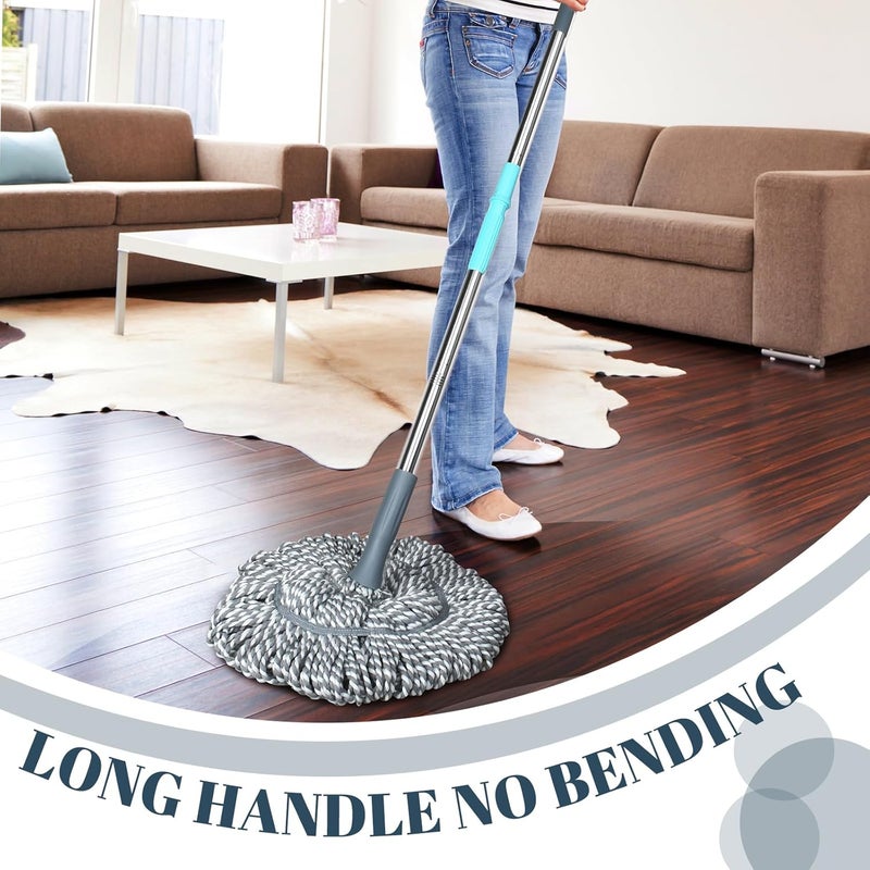 GRAREND Self-Wringing Twist Mop for Floor Cleaning, Long Handled Microfiber Floor Mop with Top Scouring Pad for Kitchen, Hardwood, Restaurant, Bathroom, Garages, Warehouses, Office, 64-inch , Grey - Image 3